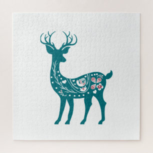 Scandia-kerstrood en blauw noords dieper Scandia Legpuzzel