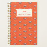 Scandinave Folk Floral Orange Personnalisé<br><div class="desc">Joli et minimaliste,  cet art floral folklorique moderne de style danois présente un motif de fleurs simples orange. Personnalisez-le avec votre nom.</div>