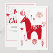 Scandinave Red Folk Art Cartes de fin de année d'a (Devant / Derrière)