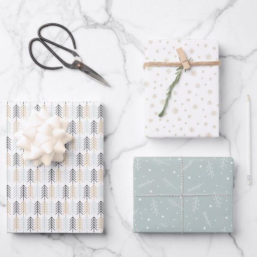 Scandinavia kerstbomen Snowflakes Branches Inpakpapier Vel (Voorkant)