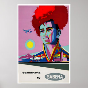 Scandinavia Kunst Sabena Reisposter Luchtvaartmaat Poster