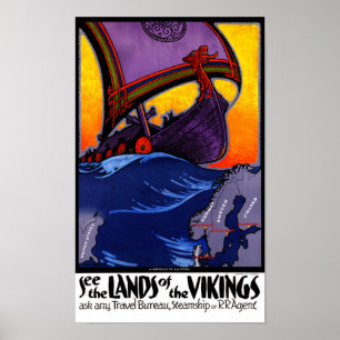 Scandinavia Vintage Travel Poster teruggezet