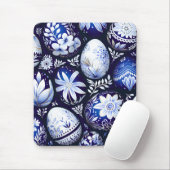 Scandinavian Blue Easter Egg Spring Floral Muismat (Met muis)