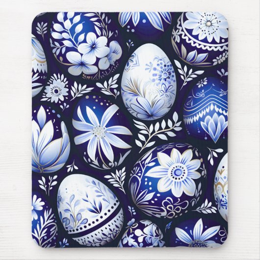 Scandinavian Blue Easter Egg Spring Floral Muismat (Voorkant)