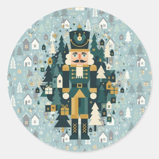 Scandinavian Christmas Nutcracker Ronde Sticker (Voorkant)