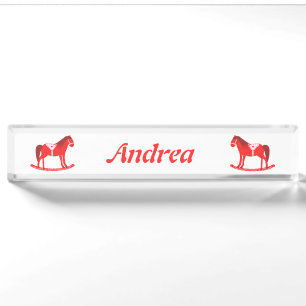 Scandinavian Christmas Rocking Horse Aangepaste na Naambordje