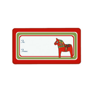 Scandinavian Dala Horse Gift Label