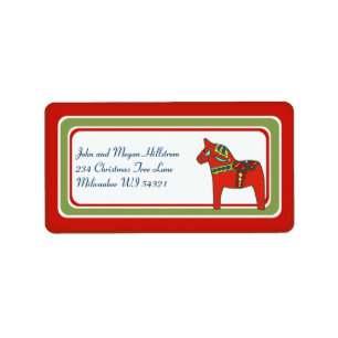 Scandinavian Dala Horse Swedish Custom Personalize Etiket