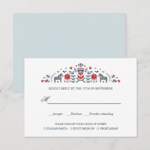 Scandinavian Dala Horse WEDDING RSVP MEAL CHOICE
