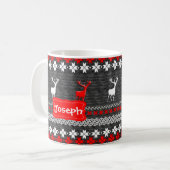 Scandinavian Deer Kerstpattern Personalized Koffiemok (Voorkant links)
