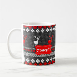 Scandinavian Deer Kerstpattern Personalized Koffiemok