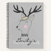 Scandinavian Deer Personalized Sketch Notitieboek (Voorkant)