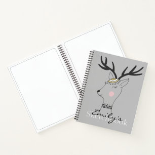 Scandinavian Deer Personalized Sketch Notitieboek