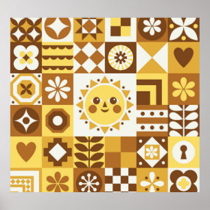 Scandinavian Floral: Abstracte  Kaart. Poster