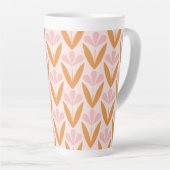 Scandinavian floral pattern, retro style, mid cent latte mok (Rechterhoek)