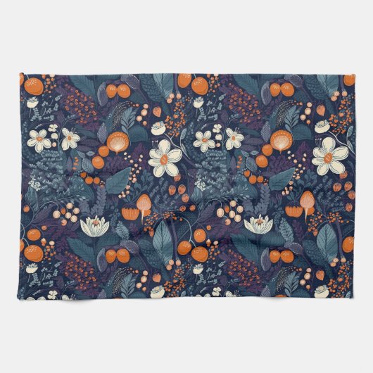 Scandinavian Floral Print Theedoek (Horizontaal)