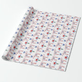 Scandinavian Floral Reindeer Pattern Kerstmis Cadeaupapier (Uitgerold)