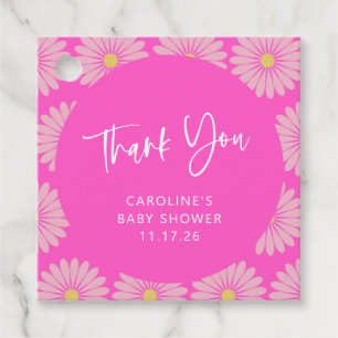 Scandinavian Flower Pink Baby shower Dank u Bedankjes Labels