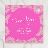 Scandinavian Flower Pink Baby shower Dank u Bedankjes Labels (Achterkant)