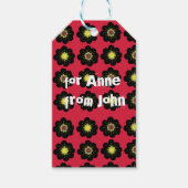 Scandinavian Flowers Black Red Cadeaulabel (Voorkant)