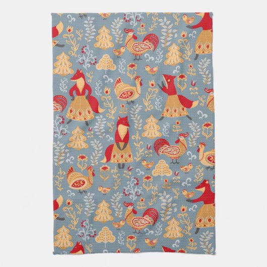 Scandinavian Folk Art Kitchen Towel Theedoek (Verticaal)