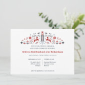 Scandinavian Folk Art Reindeer Rehearsal Dinner Kaart (Staand voorkant)