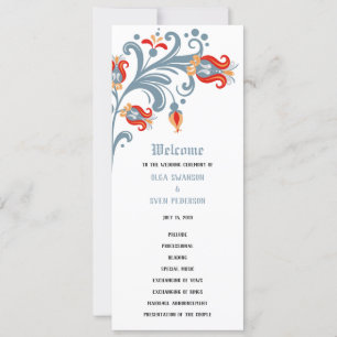 Scandinavian Folk Art Wedding Programme Kaart
