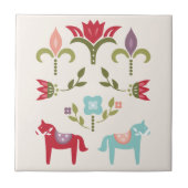 Scandinavian Folk Horses Pattern Tegeltje (Voorkant)