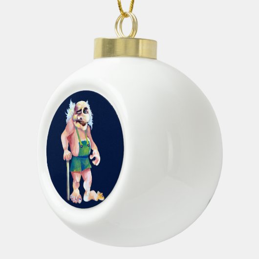 Scandinavian Funny look Ogre Troll Keramische Bal Ornament (Rechts)