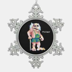 Scandinavian Funny look Ogre Troll Tin Sneeuwvlok Ornament