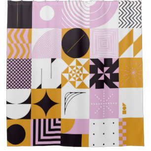 Scandinavian Geometric: Hand-getrokken kunstwerk. Douchegordijn