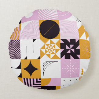 Scandinavian Geometric: Hand-getrokken kunstwerk. Rond Kussen