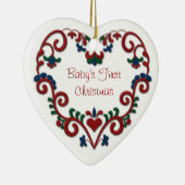Scandinavian Heart Babys eerste kerstkerstdag Keramisch Ornament (Rechts)