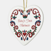 Scandinavian Heart Babys eerste kerstkerstdag Keramisch Ornament (Links)