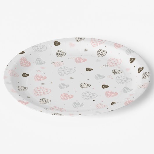 Scandinavian Hearts Pattern Papieren Bordje (Gekanteld)