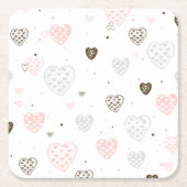 Scandinavian Hearts Pattern Vierkante Kartonnen Onderzetter (Voorkant)