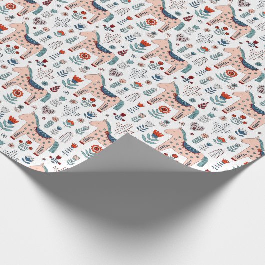 Scandinavian Horse Folk Art Pattern Cadeaupapier (Hoek)