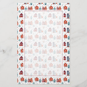 Scandinavian House Folk Art Pattern Briefpapier