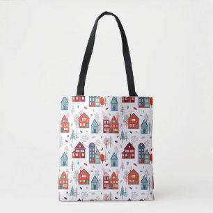 Scandinavian House Folk Art Pattern Draagtas