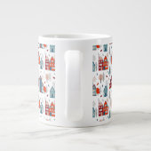 Scandinavian House Folk Art Pattern Extra Grote Beker (Achterkant)