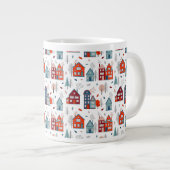 Scandinavian House Folk Art Pattern Extra Grote Beker (Voorkant rechts)