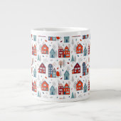 Scandinavian House Folk Art Pattern Extra Grote Beker (Voorkant)