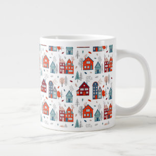 Scandinavian House Folk Art Pattern Extra Grote Beker
