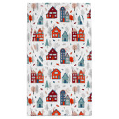 Scandinavian House Folk Art Pattern Klein Cadeauzakje (Achterkant)