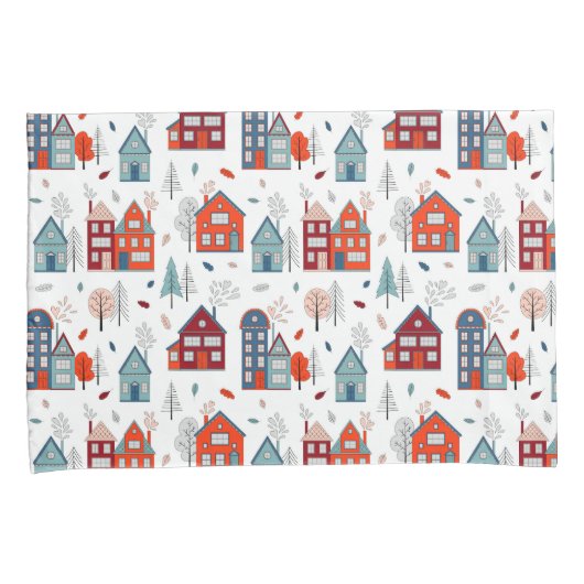 Scandinavian House Folk Art Pattern Kussensloop (Voorkant-Rechts)