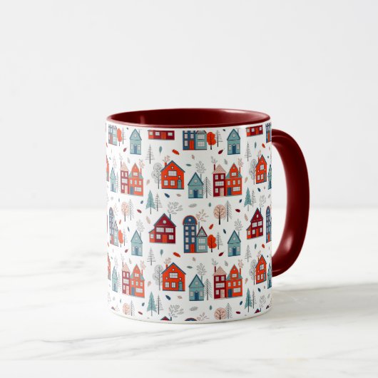 Scandinavian House Folk Art Pattern Mok (Voorkant rechts)