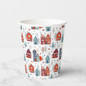Scandinavian House Folk Art Pattern Papieren Bekers (Voorkant)
