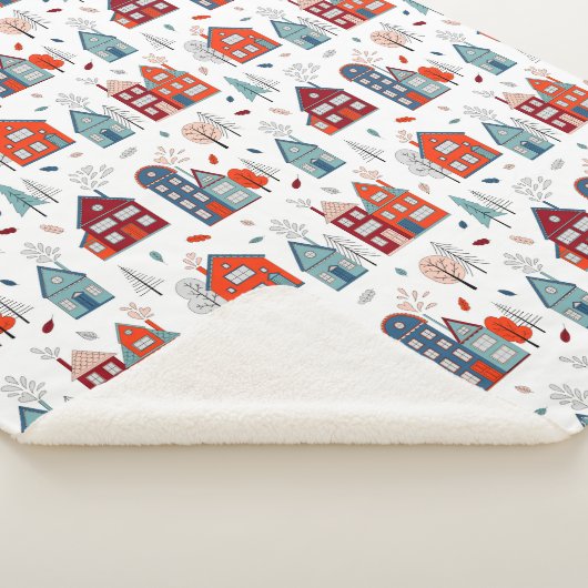 Scandinavian House Folk Art Pattern Sherpa Deken (3/4)