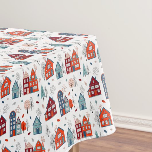 Scandinavian House Folk Art Pattern Tafelkleed (Voorbeeld)