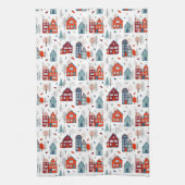 Scandinavian House Folk Art Pattern Theedoek (Verticaal)
